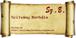 Szilvásy Borbála névjegykártya